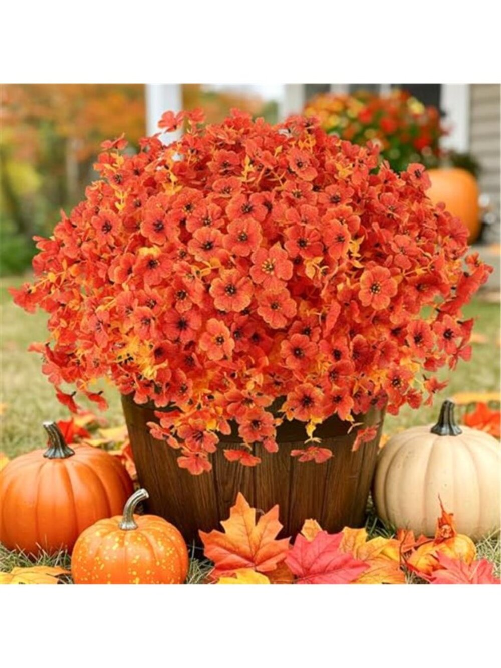 Artificial Mums Outdoors UV Resistant Faux Mums for Outdoor Planters Fake Mums
